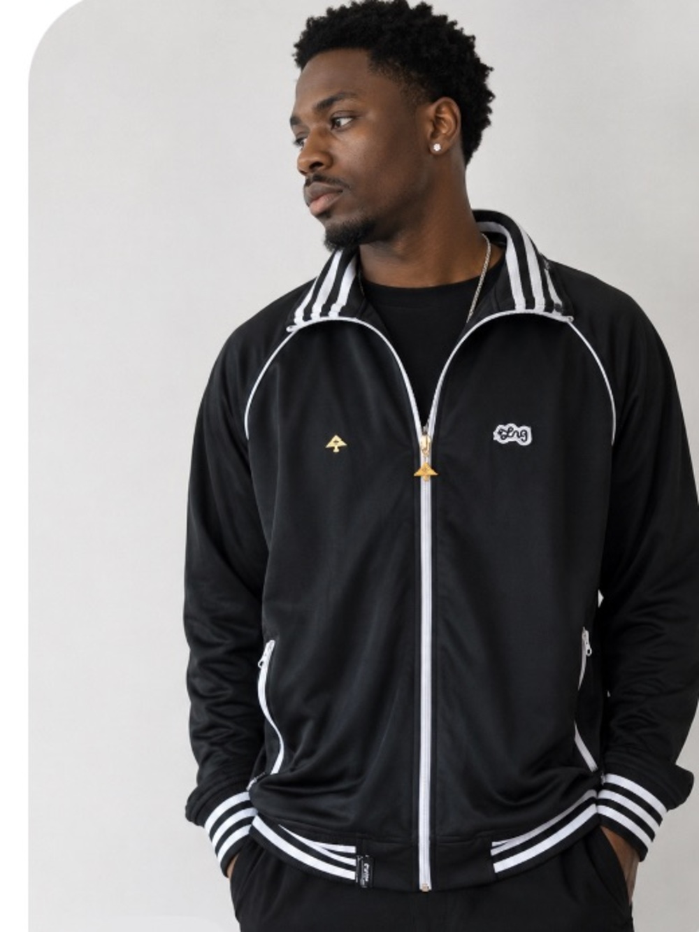 LRG vintage Roots & Equipment Y2K Track Jacket Black White Full Zip Men’s XXL